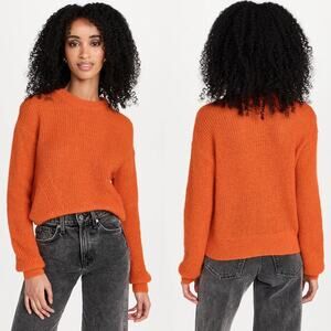 NEW Veronica Beard Melinda Crew Neck Sweater in Deep Orange Size XS